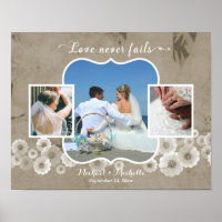 Liebe Versage nie Hochzeitsfoto-Collage-Poster