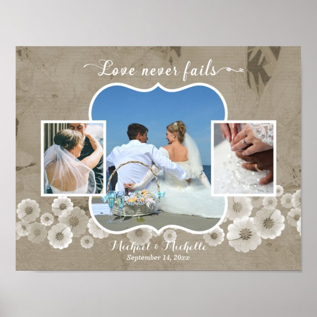 Liebe Versage nie Hochzeitsfoto-Collage-Poster Poster (Vorne)