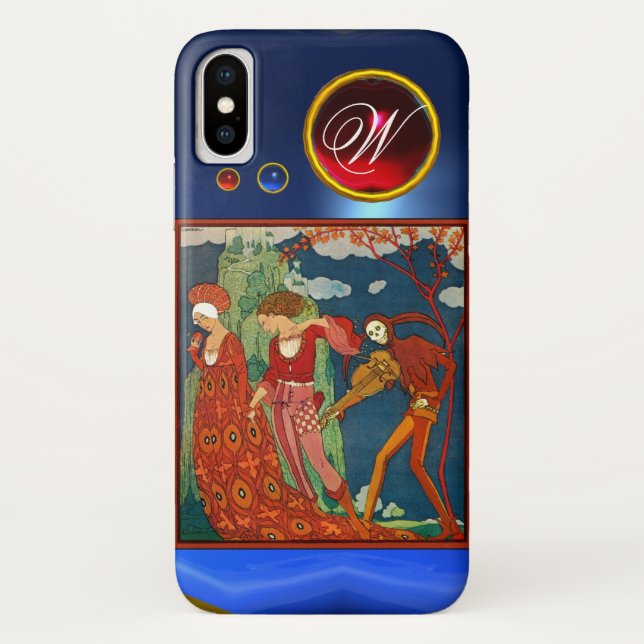 LIEBE, VERSUCH UND TOD ROTES GEM STEINMONOGRAM Case-Mate iPhone HÜLLE (Rückseite)