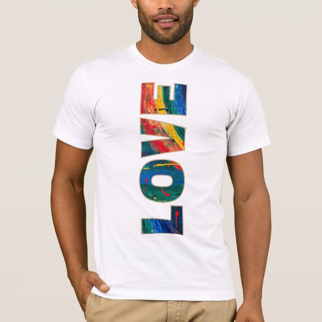 Liebe Vertikaler Regenbogen Farbige Abstrakte Kuns T-Shirt (Vorderseite)