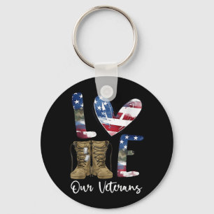 Liebe Veterans Day Stolz Militär Amerikanische Fla Schlüsselanhänger