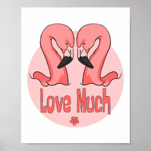 Liebe viel Kawaii schöne zwei Flamingos rosa Poster