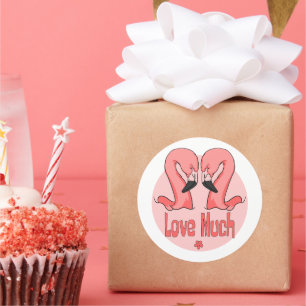 Liebe viel Kawaii schöne zwei Flamingos rosa Runder Aufkleber