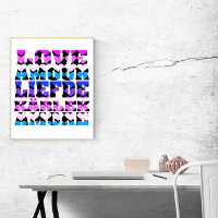 Liebe viele Sprachen Herzen Pink Lila Blau Schwarz