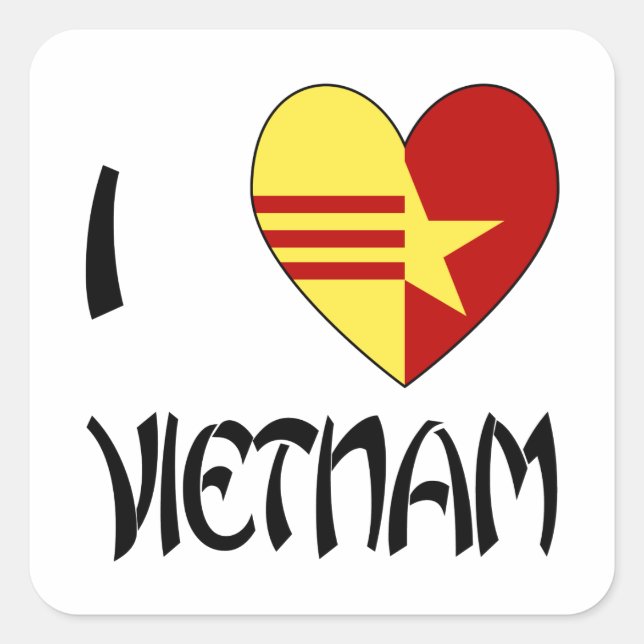 Liebe Vietnam Einheit Quadratischer Aufkleber (Vorderseite)