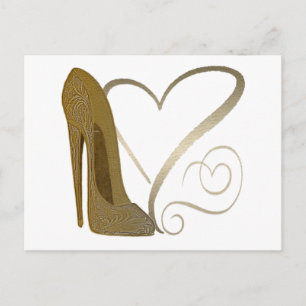 Liebe Vintag Stiletto Schuhe und Herz Postkarte