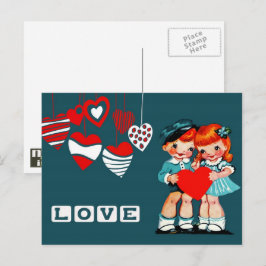 Liebe. Vintage Kinder Valentinstag Postkarten