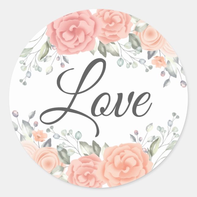 Liebe Vintage Wedding Blume Pink Rose Runder Aufkleber (Vorderseite)
