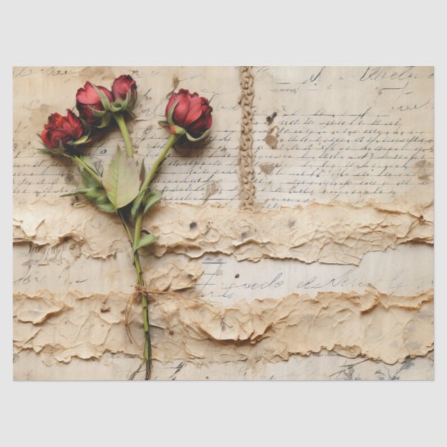 Liebe Vintager Dokumente mit Blume (2) Seidenpapier (Vorderseite)