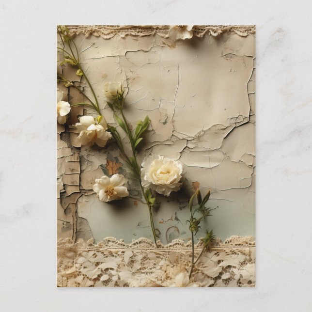 Liebe Vintager Dokumente mit Blume (3) Postkarte (Vorderseite)
