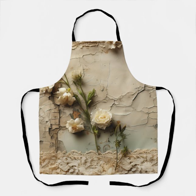Liebe Vintager Dokumente mit Blume (3) Schürze (Vorderseite)