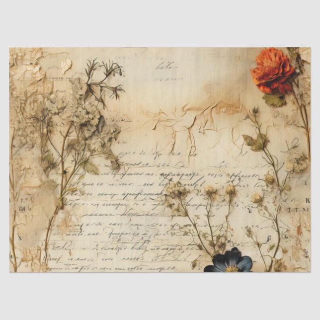 Liebe Vintager Dokumente mit Blume (5) Seidenpapier (Vorderseite)