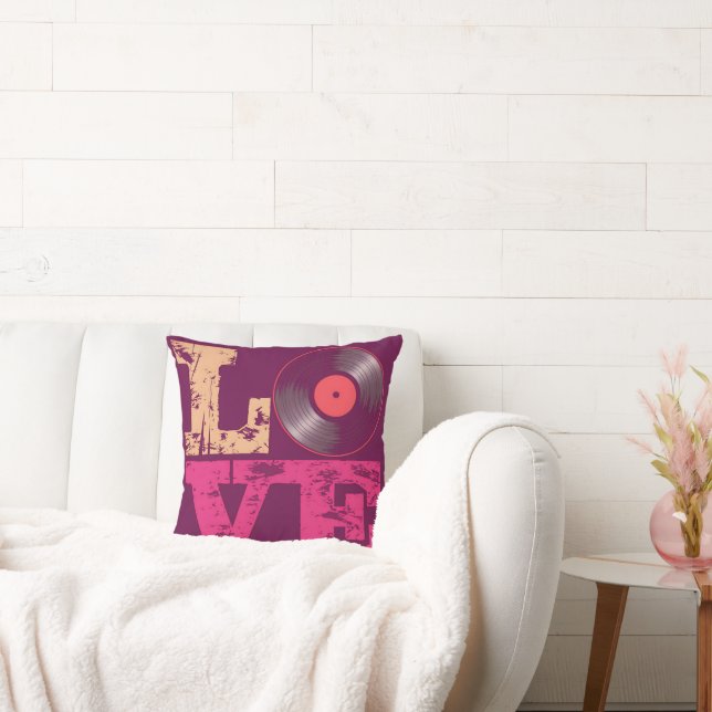 Liebe Vinyl Retro Design Throw Kissen (Liege)