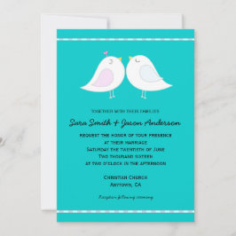 Liebe Vögel auf Aqua Hintergrund Hochzeit Einladun Einladung