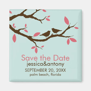 Liebe-Vögel auf Baum Save the Date Wedding Magnet
