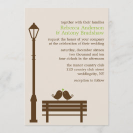 Liebe-Vögel auf Park-Bank-Hochzeit Einladung