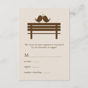Liebe-Vögel auf Park-Bank-Hochzeit RSVP Karte