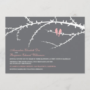 Liebe-Vögel, die Einladung (Rosa, Wedding sind)