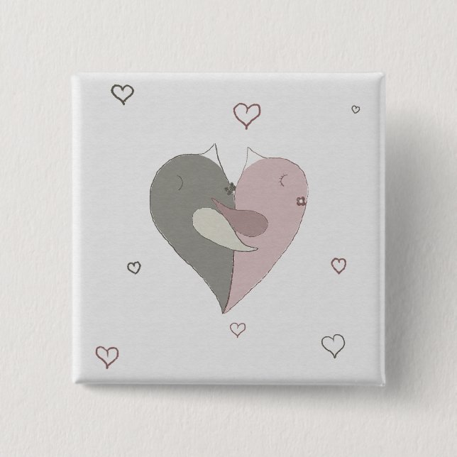Liebe Vögel Herz Button (Vorderseite)