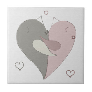 Liebe Vögel Herz Fliese