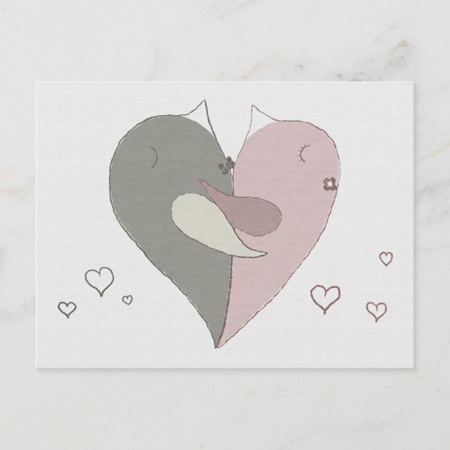 Liebe Vögel Herz Postkarte (Vorderseite)