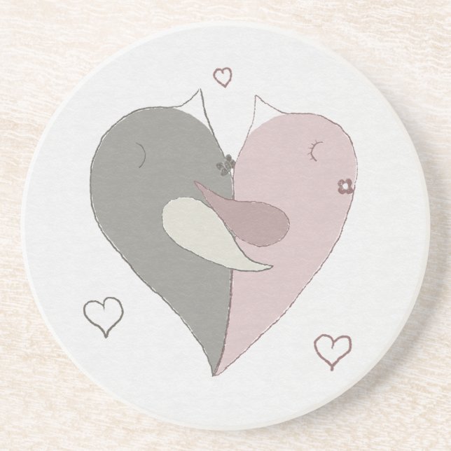 Liebe Vögel Herz Untersetzer (Vorne)