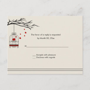 Liebe-Vogel in einem Birdcage-Hochzeit UAWG RSVP Karte