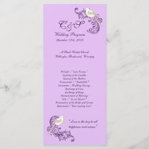 Liebe-Vögel lila/Lavendel-Hochzeits-Programme Programm