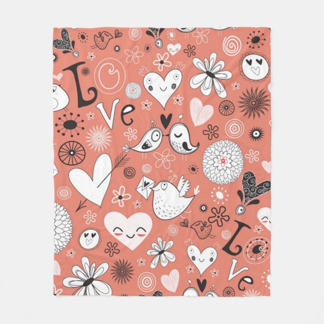 Liebe-Vogel-Muster Fleecedecke (Vorderseite)