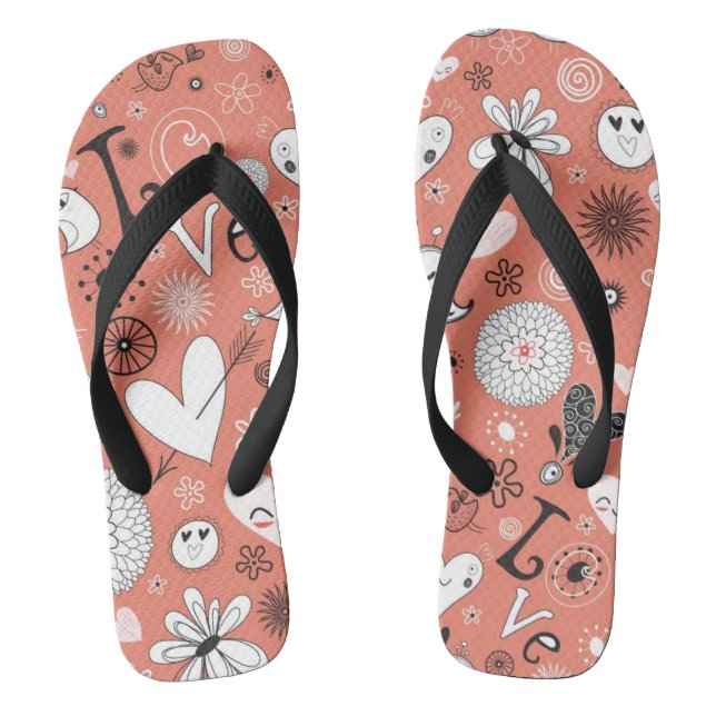 Liebe-Vogel-Muster Flip Flops (Fußbett)