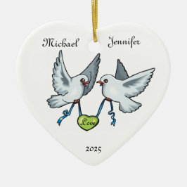 Liebe-Vogel-Paar-Hochzeits-Liebe - Herz-Verzierung Keramikornament