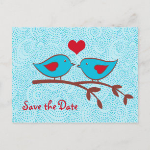 Liebe-Vogel-Save the Date Postkarte