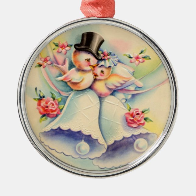 Liebe-Vögel Silbernes Ornament (Vorne)