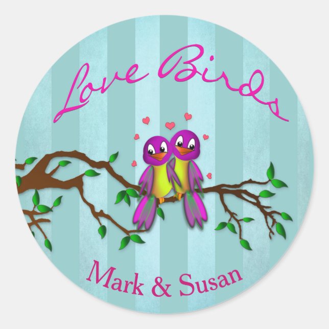 LIEBE VÖGEL - Stickers, rund 1½ Zoll (Blatt 20) Runder Aufkleber (Vorderseite)