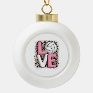 Liebe Volleyball Leopard Print Women Girls Volleyb Keramik Kugel-Ornament