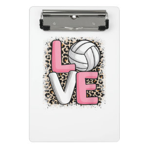 Liebe Volleyball Leopard Print Women Girls Volleyb Mini Klemmbrett