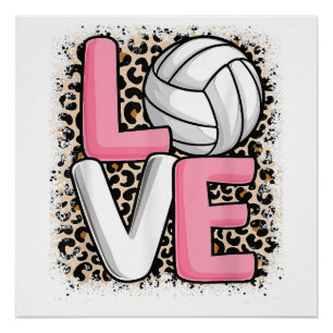 Liebe Volleyball Leopard Print Women Girls Volleyb Poster