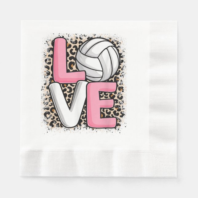 Liebe Volleyball Leopard Print Women Girls Volleyb Serviette (Vorderseite)