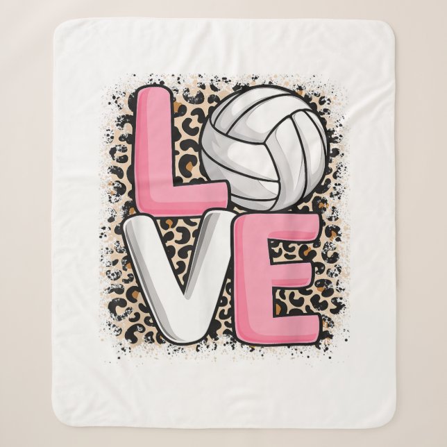 Liebe Volleyball Leopard Print Women Girls Volleyb Sherpadecke (Vorderseite)