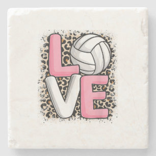 Liebe Volleyball Leopard Print Women Girls Volleyb Steinuntersetzer