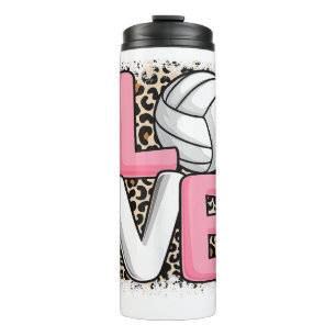 Liebe Volleyball Leopard Print Women Girls Volleyb Thermosbecher