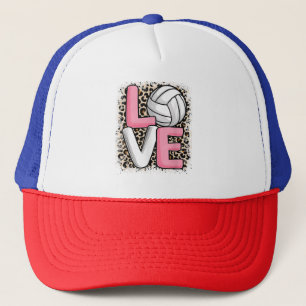 Liebe Volleyball Leopard Print Women Girls Volleyb Truckerkappe