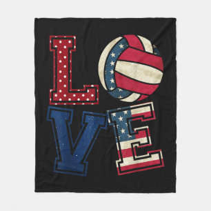 LIEBE Volleyball Lover USA Flag Patriotic th of Ju Fleecedecke