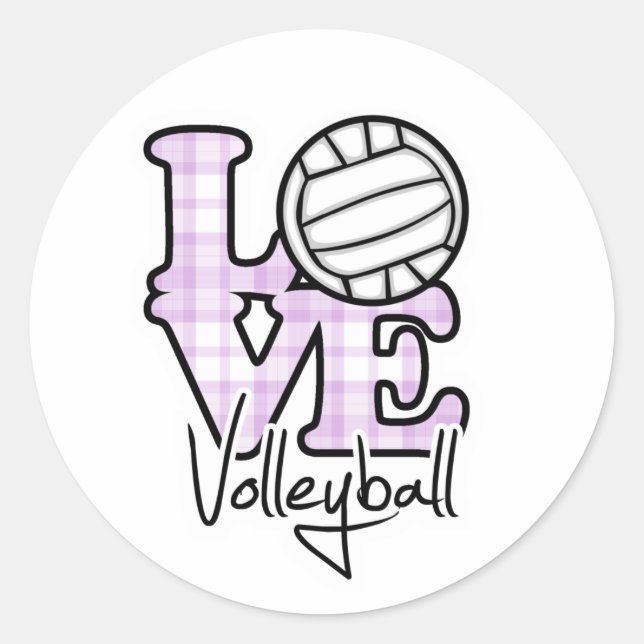 Liebe Volleyball Runder Aufkleber (Vorderseite)