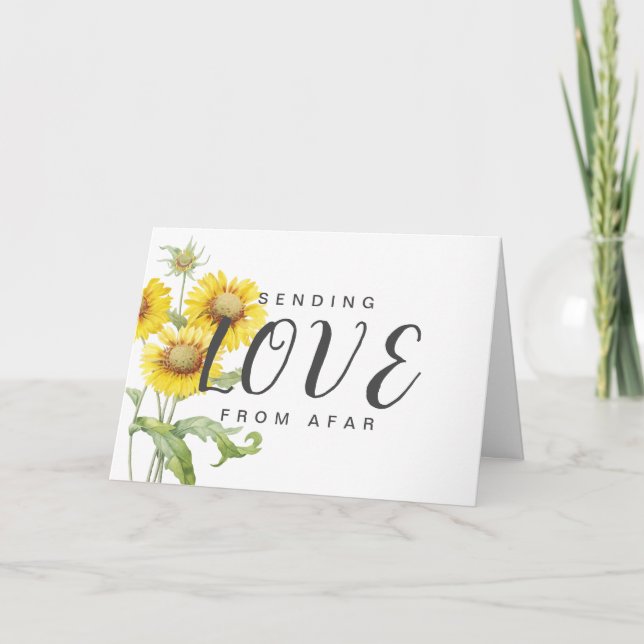 Liebe von Afar Watercolor Sonnenblumen senden Karte (Vorderseite)