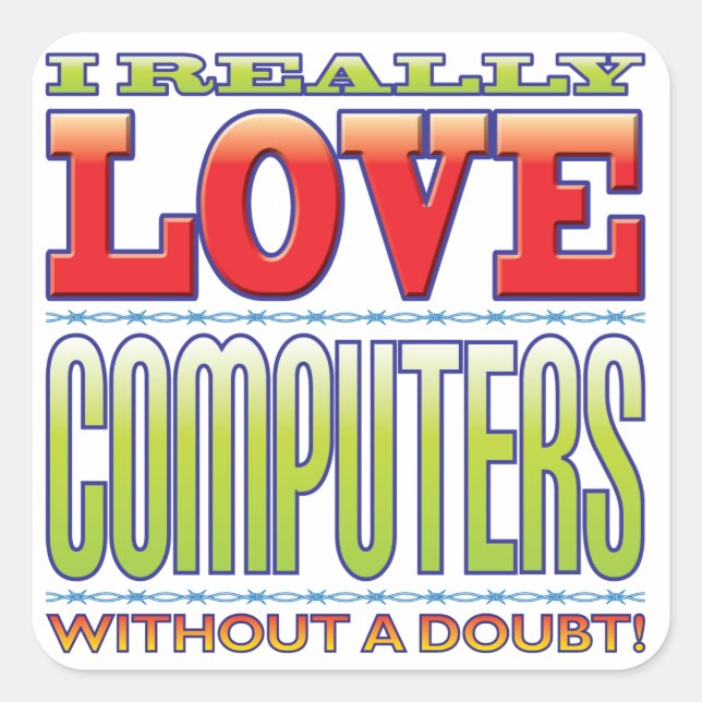 Liebe von Computern Quadratischer Aufkleber (Vorderseite)