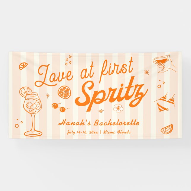 Liebe von First Spritz Bachelorette Willkommen Banner (Horizontal)