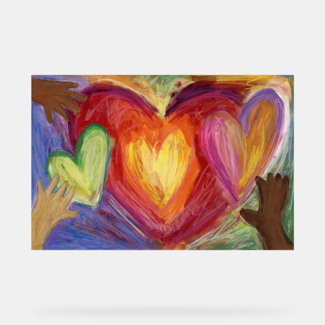 Liebe von Herz und Hände Malerei Art Print Sign Acrylschild (Vorderseite)