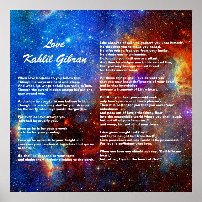 Liebe von Kahlil Gibran Poster (Vorne)