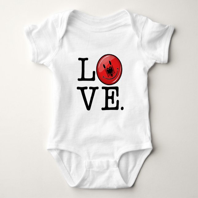 Liebe von lächelnder Flagge Albaniens Baby Strampler (Vorderseite)